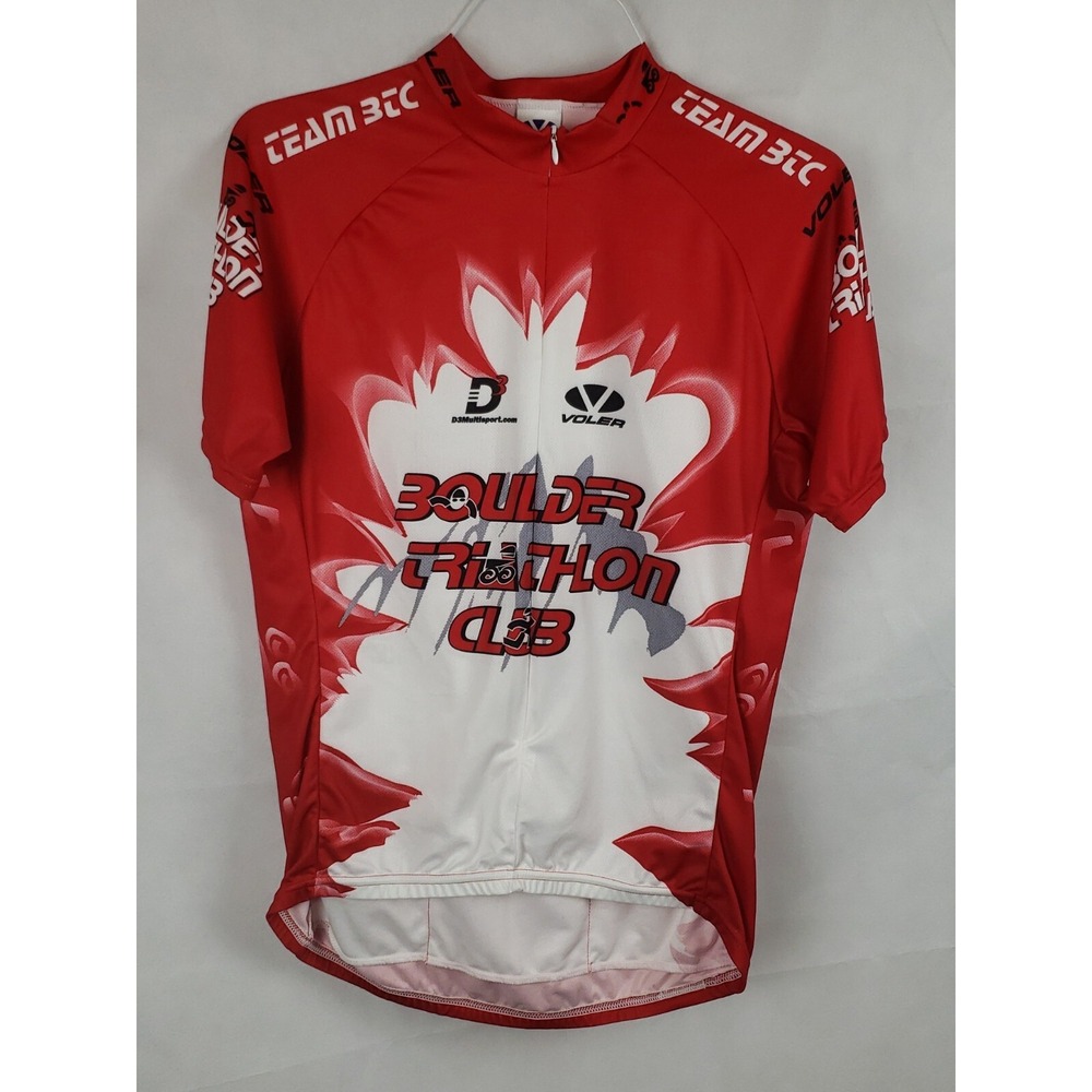 Voler Boulder Triathlon Club Cycling Jersey Red Mens Large Full Zip Short Sleeve